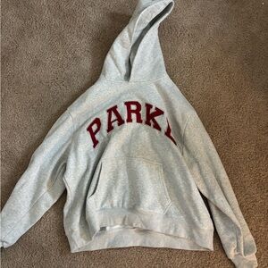PARKE Gray Hoodie with Red Lettering